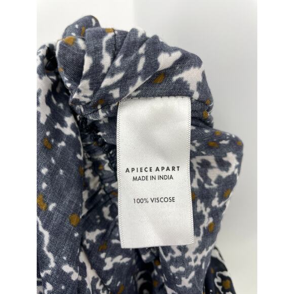 Apiece Apart Jumpsuit Womens 0 Meru Blue White Floral Plunging Puff Sleeve - Picture 4 of 5